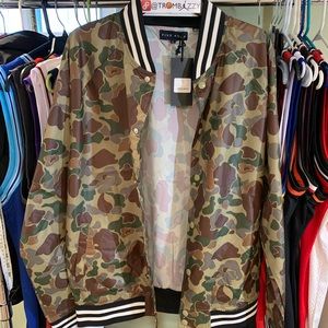 Camo Varsity Bomber Jacket NWT